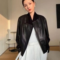 여성 천연 양가죽 자켓 라이더 봄양피 리얼 가죽 소형 코트 캐주얼 스트릿