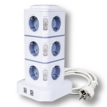 [5세대] 타워멀티탭 여행용어댑터 멀티콘센트, 3단 4USB 1.8m, 1개