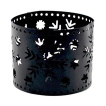 크리스마스 철 할로우 캔들 홀더 크리스마스 촛대 장식, 6.5x5cm, 블랙 눈송이