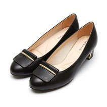 엘칸토 천연 소가죽 쿠션업 여성 발편한 펌프스 정장 구두 블랙 NC이천점 LCWD08U126