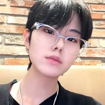 남자 여자 공용 클리어 반뿔테 하금테 브라운 사각라운드 투명 하금테안경