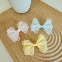 페시얌 파스텔리본 강아지 머리핀 악세사리 3color, 민트