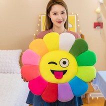 해바라기 소파 쿠션 2+1 세트 편한 의자 모찌 방석 등받이 초등 학생 선물 카이카이키키, 혀