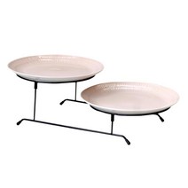 디저트 케이크 스탠드 스토리지 랙 과일 랙 컵케익 Brithday 데스크탑 파티 장식, 분홍색, 세라믹 철