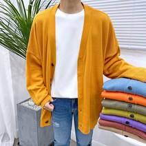 애드매이브 남자 빅사이즈 무지 커플 박스 오버핏 니트 가디건 8컬러
