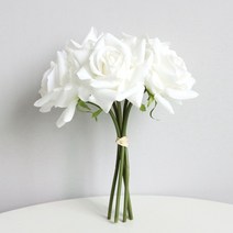 에이원스토어 싱그러운 장미 부케 조화 꽃다발, 화이트