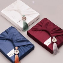 정민이네샵 (쇼핑백 동봉) 오색 국수 소면 보자기포장 크러치노리개 실크보자기 답례품 추석 명절 선물 결혼 웨딩답례 소규모돌잔치 칠순잔치, 노리개 멀티세트(국수6조+천일염+오미자)