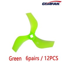 이동식 국소배기장치 6Pairs 12PCS GEMFAN 75mm 3 인치 덕트 소품 PC 블레이드 프로펠러 5mm Cinewhoop RC FPV 레이싱 무인기 14083750KV, 6 pairs Green, 6 pairs Green