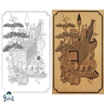책거리도 가리개 1 민화 그리기 도안 본그림 컬러링북, 책거리도 가리개(1) 1, 고급 닥순지, A1