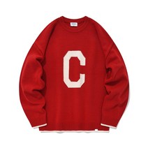635136 커버낫 램스울 C 로고 크루넥 니트 레드