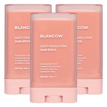 블랑카우 소프트 피니쉬 핑크 선스틱 SPF50+ PA++++, 3개