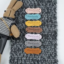 고급 미니 핸드메이드 문구 스웨이드 직조 라벨 라밸 패치 DIY 손 뜨개 자수 퀼트 양모 펠트 목도리 장갑 지갑 포인트 데코 장식 파란색 청색, 가죽블랙
