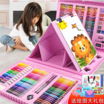 수채펜 아동 그림 선물세트 그림그리기 초등학생 손도장 그림 그리기 미술 학용품 유치원생 생일 선물, 208 셋 그림걸이 럭셔리