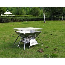 화로CAMPINGMOON 휴대용 캠핑 화덕 접이식 나무 굽기 숯불 그릴 34x35cm 운반 가방 MT-2