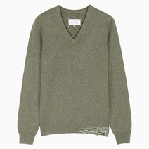 [메종마틴마르지엘라] [명품]22FW 디스트레스드 카키 여성 브이넥 니트 S31HA083