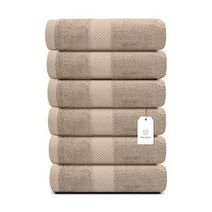 럭셔리 화이트 핸드 타월 - 부드러운 서클렛 이집트 코튼 | 고흡수성 호텔 스파 욕실 타월 모음 | 16x30인치 | 6세트, Taupe