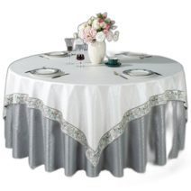 뉴 중국식 원탁포 방수방유 세탁면제 식탁매트 호텔레스토랑 원형원탁 테이블매트 식탁보 도매80759, 만년청은백방(레이스)+만년청회색원, 지름 1.2원탁 사용【260cm 원】