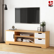 JS리빙 거실 진열대 TV 수납장 진열장 보조 티비 확장형 가구 스탠드 조립식 장식장 티비장 서랍장 선반 다용도 선반장 정리대 TV장 예쁜 다이 거실장 PC_97 42*30*120, 우드+화이트 [너비120cmX높이42cm]