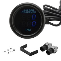 CNRAQR 듀얼 디스플레이 에어 서스펜션 게이지 라이드 압력 5.1cm(2인치) 0-220PSI 1/8NPT 센서 2개 및 516.4피트) 케이블 LCD 블루, 블루.