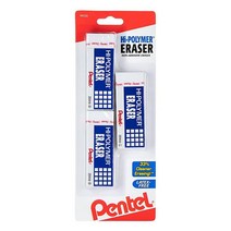 Pentel 하이 폴리머 블록 지우개 화이트 L 10개 (ZEH10PC10), 3 Pack, White, White