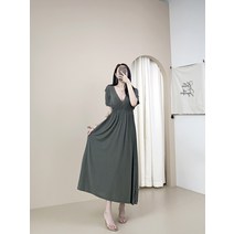 러블리아미에 / 브이넥 밴딩 롱 원피스 / 휴양지 임부복 주수 원피스