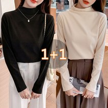 1+1 여성 겨울 기모 슬림 목폴라 긴팔티셔츠 T-shirt