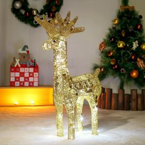 Well 50cm LED 골드 반짝이 대형 크리스마스 사슴장식