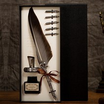 깃펜 캘리그라피 해리포터 깃털펜 잉크펜 딥펜 만년필 앤틱 빈티지 깃털펜, 2-깃펜-네이비