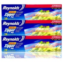 레이놀즈 프리미엄 더블 스탠드 지퍼백 냉장용, 대형 3개