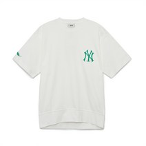 베이직 미디움로고 오버핏 오가닉 반팔 티셔츠 NY Ivory