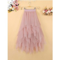 볼륨스커트 레더 울미니 울플리프 zoki 우아한 여성 볼 가운 tulle skirt 봄 한국어 탄성 높은 허리 메쉬 롱 스커트 여름 파티 pink faldas mujer new