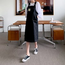 핏앤제이- 티디미 데님 멜빵원피스