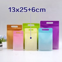 걸이식 구멍이 있는 플라스틱 지퍼 잠금 스탠드 업 백 셀프 씰 찢어진 노치 재사용 도이팩 화장품 보관, 02 13x25x6cm_02 Gold