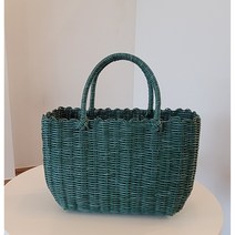 [와이아이즈] 빨대가방 빨대바구니 피크닉가방 물놀이가방 왕골가방, 1개, 민트그린(특특대)