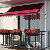 차양막 매장 주택 고정 천 처마 캐노피 방수, 3m x 1.2m+화이트 브래킷+버건디