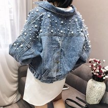 봄 여성 크롭 청자켓 오버핏 트위드 트러커 자켓 보이핏