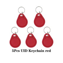 NFC 복사 RFID 액세스 제어 배지 NFC 스마트 칩 0 블록 재기록 가능 키 Fob 13.56MHZ 1K 태그 피스, 04 5PCS-UIDK-Red