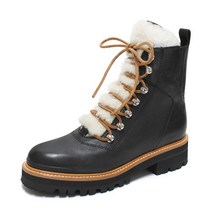 마크피셔 (245mm) 이지 레더 앵클 부츠 블랙 여자 방한 털 신발 IZZIE-BK