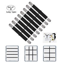 Adjustable Bed Sheet Clips Sheet Fasteners Holder Straps and Suspender Gripper Extend From 21” to, 1