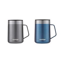 Contigo Streeterville 스테인리스 스틸 진공 단열 머그 및 손잡이와 물 튀김 방지 뚜껑 2팩 14온스 청주 및 청옥수수, 2개(1팩)_사케 amp 푸른 옥수수