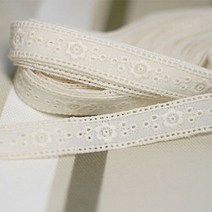 레이스여왕 양면 자수 면레이스 작은 꽃 리본 레이스 폭 1.5cm, 광목