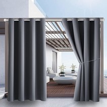 야외 실내 커튼 너비 132.1 x 길이 160cm(52 63인치) 테라스용 - 내후성 창문 패널 프라이버시 보호 그로밋 탑 단열 홈 현관 퍼걸러 잔디 정원 온수 욕조 공간용(패널, Grey_W84 x L120 | 2Pcs