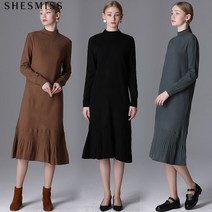 쉬즈미스 쉬즈미스 플리츠 모크넥 니트 원피스