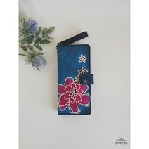 [광주 예인공방] 블루 포인트 플라워 기본형 가죽 폰케이스 - 기본형