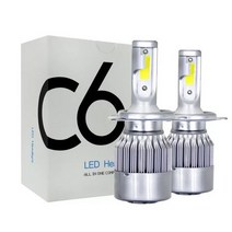 C6 LED 헤드라이트 (H7 H4 H1 6000K) 자동차 전조등 (좌우 1세트)