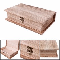 예단함 보약용돈 오프라벨 오동나무상자 우드도시락 원목선물상자 나무보석함 크라프트상자 꽃상자 1pc 나무 힌지 잠금 상자 책 모양 보석 보관 케이스 홈 공예 잡화 주최자 보관