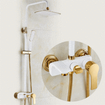 준앤코 골드 화이트/블랙 해바라기 샤워기 욕실 샤워 수전 레인샤워 Stainless Bathroom Shower Faucet Rainshower, BRS02W(화이트)