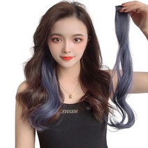 컬러 웨이브 헤어피스 셀프 붙임머리 똑딱이 부분가발 1+1, 라임(1+1)