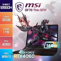 [백팩/마우스 증정] MSI GF63 Thin 12VF 12세대 i7 RTX4060 고성능 얇은 윈도우11 노트북, 블랙, 코어i7, 1TB, 32GB, WIN11 Pro
