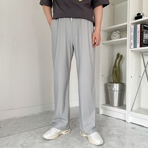 남자 쿨 아이스 롱 와이드 밴딩 팬츠 여름 슬랙스